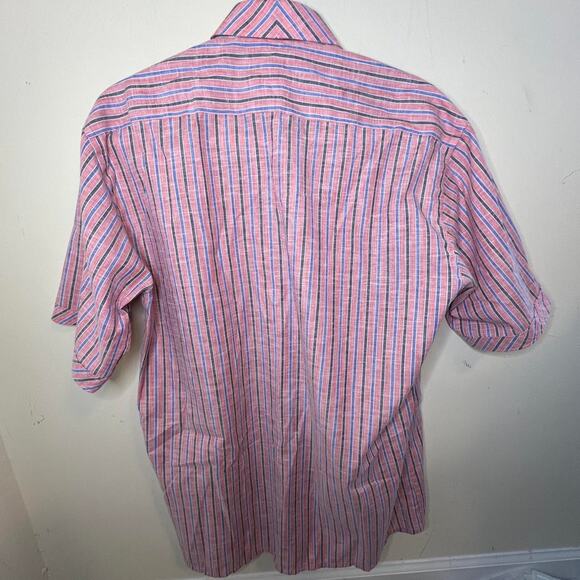 Collezione Casual Button Down Shirt Mens Size Large Pink Blue Stripes Dadcore - Picture 2 of 6